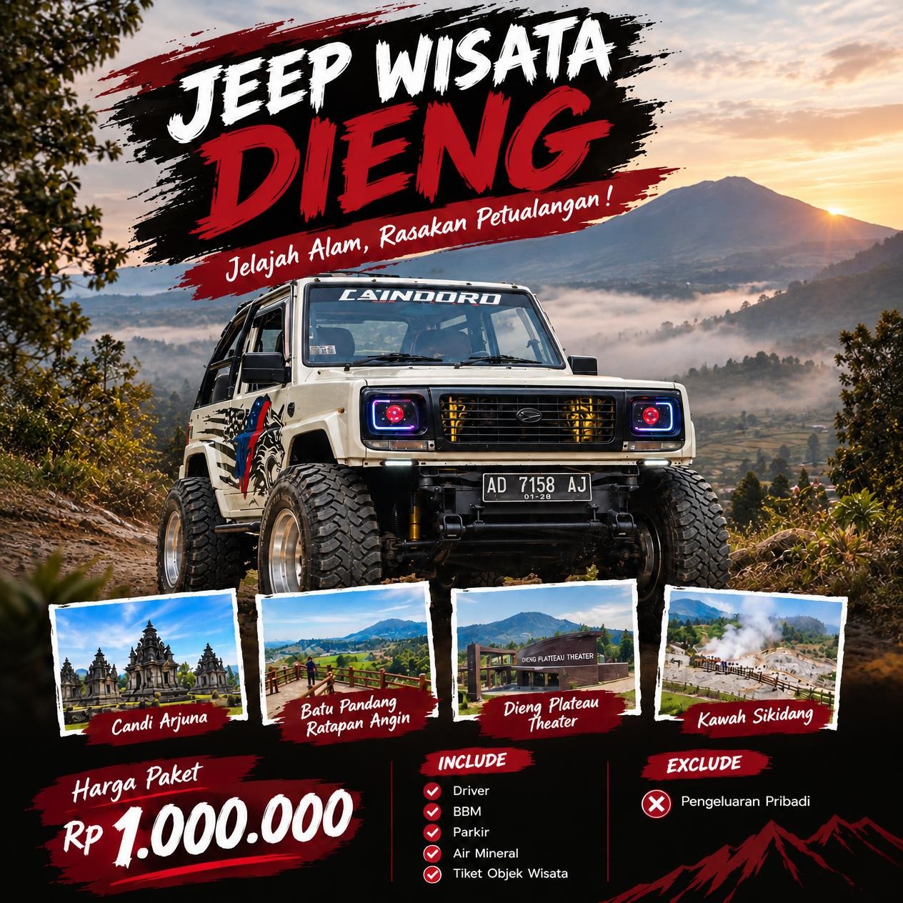 Paket Jeep 1: Komplek Candi, Sikidang & Telaga Warna